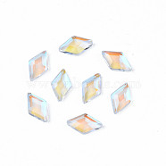 Glass Rhinestone Cabochons, Nail Art Decoration Accessories, Faceted, Rhombus, Clear AB, 6.5x4x1.5mm(MRMJ-N027-011A)