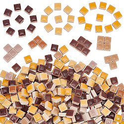 AHADEMAKER Gradient Color Porcelain Cabochons, Square Mosaic Tiles, for Home Decoration or DIY Crafts, Coconut Brown, 10x10x5.5mm, 108pcs/bag, 3 bags/box(PORC-GA0001-02A)