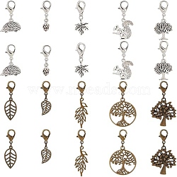 12 Sets 2 Style Autumn Alloy Pendants Decorations Set, Clip-on Charm, for Keychain, Purse, Backpack Ornament, Mixed Color, 31~45mm, 6 sets/style(HJEW-AR0001-14)