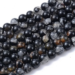 Natural Black Tourmaline Beads Strands, Round, 8mm, Hole: 0.8mm, about 48pcs/strand, 15.3 inch(39cm)(X-G-F666-05A-8mm)