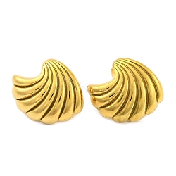 Shell Shapes Ion Plating(IP) 304 Stainless Steel Earring for Women, Real 18K Gold Plated, 19.5x24mm(EJEW-H013-07G)