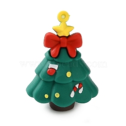 Christmas Theme PVC Plastic Pendants, Christmas Tree, 50x36x31mm, Hole: 2mm(FIND-I059-01D)