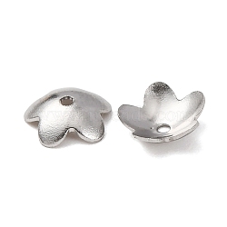 Tarnish Resistant 5-Petal 201 Stainless Steel Flower Bead Caps, Stainless Steel Color, 6x2mm, Hole: 0.7mm(STAS-N027-02)