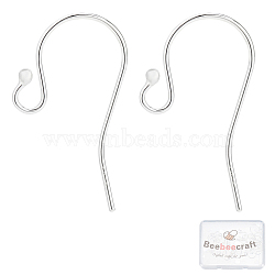 10 Pair 925 Sterling Silver Earring Hooks, with 925 Stamp, 925 Sterling Silver Plated, 20~21.5x11x1.5mm(STER-BBC0001-16)