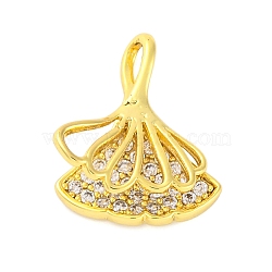 Frech Style Brass Micro Pave Cubic Zirconia Pendants, Shell Shape, Real 14K Gold Plated, 17.5x15x5mm, Hole: 2.5x6mm(KK-A232-05A-G)