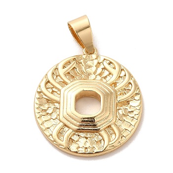 Real 18K Gold Plated Zodiac Theme Brass Pendants, Cancer, 22.5~23x20.5~21x2~3mm, Hole: 6x4mm