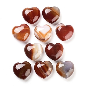 Natural Red Agate Heart Palm Stones, Pocket Stone for Reiki Energy Balancing Meditation Gift, 29~29.5x30~30.5x14~15mm