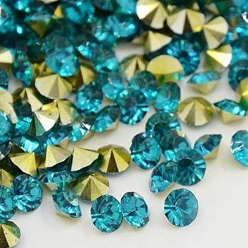 Grade AAA Pointed Back Resin Rhinestones, Diamond Shape, Teal, 2.0mm, about 14400pcs/bag