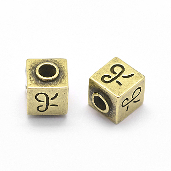 Brass Beads, Cadmium Free & Nickel Free & Lead Free, Cube, Antique Bronze, 9x7x7mm, Hole: 3mm