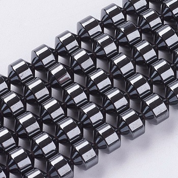 Synthetic Hematite Beads, with Magnetic, Black, 6x6mm, Hole: 1mm, about 61pcs/strand