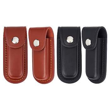 2Pcs 2 Colors Cattlehide Leather Knife Protective Case, Knife Sheaths, Mixed Color, 126x55x44mm, Inner Diameter: 33x20mm, 1pc/color