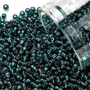 TOHO Round Seed Beads, Japanese Seed Beads, (27BD) Silver Lined Teal, 11/0, 2.2mm, Hole: 0.8mm, about 1103pcs/10g