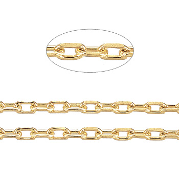 3.28 Feet Ion Plating(IP) 304 Stainless Steel Cable Chains, Diamond Cut Chains, Soldered, Faceted, Oval, Golden, 1.5x1x0.5mm