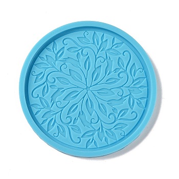 DIY Mandala Pattern Flat Round Coaster Food Grade Silicone Molds, Resin Casting Molds, for UV Resin & Epoxy Resin Craft Making, Flower Pattern, 107x7mm, Inner Diameter: 98.5mm