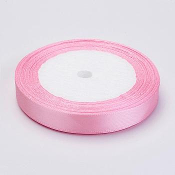 Breast Cancer Pink Awareness Ribbon Making Materials Single Face Satin Ribbon, Polyester Ribbon, Pink, Size: about 5/8 inch(16mm) wide, 25yards/roll(22.86m/roll), 250yards/group(228.6m/group), 10rolls/group