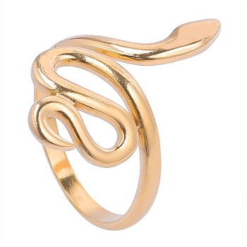201 Stainless Steel Snake Wrap Open Cuff Ring for Women, Golden, US Size 8(18.1mm)