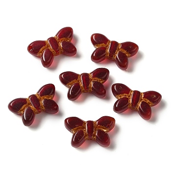 Transparent Lampwork Beads, Butterfly, Dark Red, 11x19x6mm, Hole: 1mm, about 55~65pcs/100g