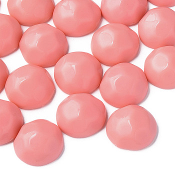 Opaque Acrylic Cabochons, Faceted, Half Round, Light Coral, 23x22x11mm, about 140pcs/500g