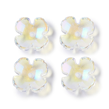 Electroplate Glass Bead Caps, Color Plated, 4-Petal Flower, Light Goldenrod Yellow, 12x12x4.50mm, Hole:1.40mm