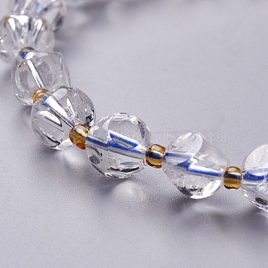 Faceted Natural Quartz Crystal Stretch Beaded Bracelets(BJEW-H543-A10)-2