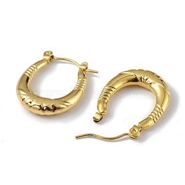 Ion Plating(IP) 304 Stainless Steel Oval Hoop Earrings for Women(EJEW-I284-09G)-2