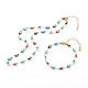 Bracelets et colliers chaîne à maillons mauvais œil en laiton émaillé ensembles de bijoux(SJEW-JS01185)-1
