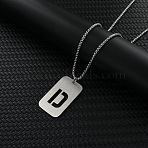 Rectangle with Hollow Out Letter 201 Stainless Steel Pendant Necklaces, Stainless Steel Color, Non-Tarnish, Letter D, 27.56 inch(70cm)(FS-WG34D20-01)