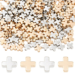 600Pcs 2 Colors CCB Plastic Beads, Cross, Platinum & Light Gold, 8x8x3.5mm, Hole: 1.4mm, 300pcs/color(CCB-PA0001-18)
