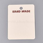 Cardboard Paper Jewelry Display Cards for Hair Clip Storage, Rectangle with HAND MADE, PapayaWhip, 10x7.5x0.04cm, Hole: 8.2mm(CDIS-N004-14)