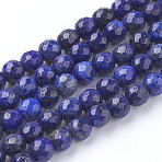 Natural Dyed Lapis Lazuli Beads Strands, Faceted Round, Midnight Blue, 6mm, Hole: 1mm, about 59pcs/strand, 14.5 inch(X-G-G059-6mm)