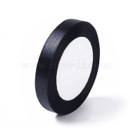 Single Face Satin Ribbon, Polyester Ribbon, Black, about 1/2 inch(12mm) wide, 25yards/roll(22.86m/roll), 250yards/group(228.6m/group), 10rolls/group(RC12mmY039)