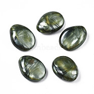Acrylic Beads, Imitation Gemstone Style, Oval, Dark Olive Green, 25x19x9mm, Hole: 1.6mm, about 180pcs/500g(OACR-N131-017)