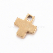 201 Stainless Steel Tiny Cross Charms, Golden, 6x5x1mm, Hole: 1mm(X-STAS-D445-109)