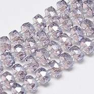 Electroplate Glass Beads Strands, Rainbow Plated, Faceted, Flat Round, Thistle, 10x6mm, Hole: 1.5mm, about 60pcs/strand, 18.9 inch(EGLA-Q083-10mm-A05)
