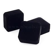 Square Velvet Bangle Bracelet Boxes, Displaying Bracelets, Black, 9x9x4cm, Bracelet Mould: 5.2x4.6cm(BC099-1)