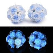 Acrylic Handmade Luminous Polymer Clay Rhinestone Beads, Glow in the Dark, Flower, Cornflower Blue, 19.5~23.5mm, Hole: 3mm(CLAY-H003-07D)