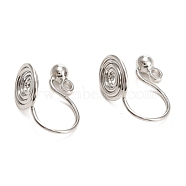 Brass Clip-on Earring Converters Findings, with Spiral Pad and Loop, for Non-pierced Ears, Platinum, 12x8mm, Hole: 1.4mm(KK-D060-03P-02)