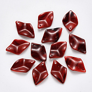 Acrylic Pendants, Imitation Gemstone Style, Leaf, Red, 29x18.5x4.5mm, Hole: 1.8mm, about 585pcs/500g(OACR-R075-06G)