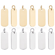 12Pcs 2 Colors 201 Stainless Steel Pendants, Manual Polishing, Rectangle, Stamping Blank Tag, Mixed Color, 20x8x1mm, Hole: 3.5mm, 6pcs/color(STAS-UN0057-04)