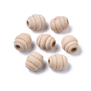 Unfinished Natural Wood, Beehive Beads, Bleach, Undyed, Oval, Old Lace, 14x13mm, Hole: 4mm(WOOD-R266-06)