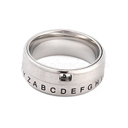 Titanium Steel Spinner Ring, with Number & Letter Pattern, Wide Band Rings for Unisex, Stainless Steel Color, 8mm, Inner Diameter: 17.3mm(RJEW-C019-07P)