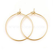 316 Surgical Stainless Steel Wine Glass Charms Rings, Hoop Earring Findings, DIY Material for Basketball Wives Hoop Earrings, Golden, 21 Gauge, 24x20x0.7mm, Pin: 0.7mm(X-STAS-L214-01F-G)