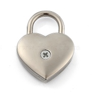 Heart Shaped Zinc Alloy Padlock, without Key, for Jewelry Box Storage Box Diary Book, Platinum, 3.5x2.5x0.8cm, Hole: 11mm(PALLOY-B025-01P)