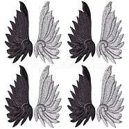 ARRICRAFT 8Pcs 2 Colors Adhesive Sequins Clothing Patches, Sew on Computerized Embroidered Appliques, Costume Accessories, Wing, Mixed Color, 110x240x1mm, 4pcs/color(DIY-AR0002-38)