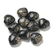 Natural Glaucophane Beads, Half Drilled, Heart, 15.5x15.5x8mm, Hole: 1mm(G-P531-A37-01)