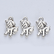 Tibetan Style Alloy Pendants, Cadmium Free & Lead Free, Dog, Antique Silver, 17x11.5x3mm, Hole: 1.6mm(X-TIBE-R316-012AS-RS)