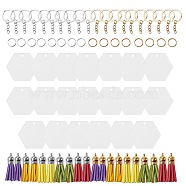 DIY Tassel Keychain Making Kit, Including Iron Jump Rings & Split Key Rings, Hexagon Acrylic Blank Big Pendants, Faux Suede Tassel Pendant Decorations, Mixed Color, Key Rings: 55x27.5x2mm, 2 colors, 10pcs/color, 20pcs/box(sgDIY-SZ0001-44)