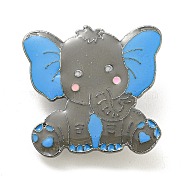 Enamel Pins, Gunmetal Alloy Badge for Women, Elephant, 31x33x2mm(JEWB-Q035-04B)