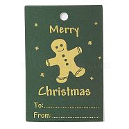 Rectangle Paper Gift Tags, for Christmas, Green, Gingerbread Man, 6x4x0.02cm(CDIS-F008-01G)