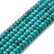 Natural Howlite Beads Strands, Dyed, Rondelle, Turquoise, 8~8.5x5~5.2mm, Hole: 1.2mm, about 78pcs/strand, 15.35~15.43''(39.2cm)(G-B049-C01-04A)